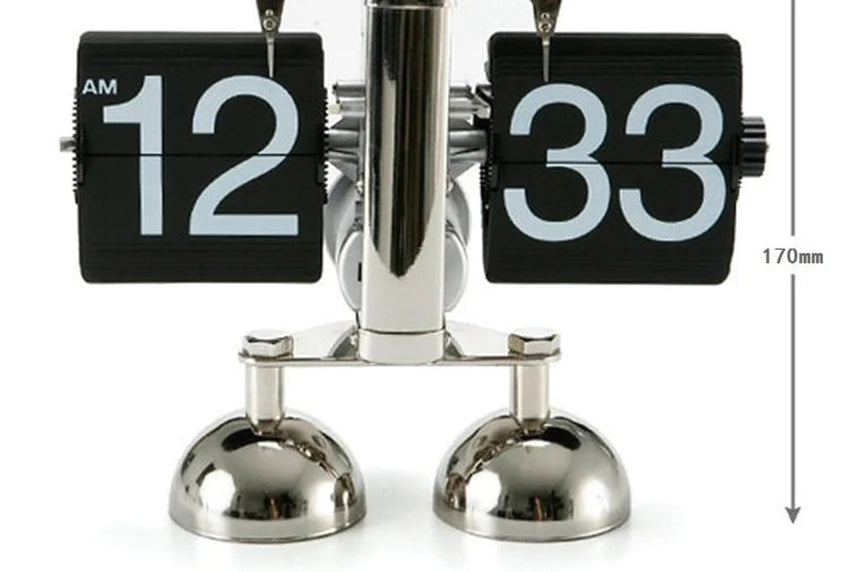 Retro Flip Desk Clock, Mechanical Stainless Steel Table Clock