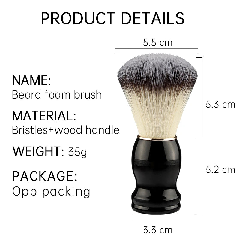 Shaving Brush with Wooden Handle, Dense Bristle Lather Brush