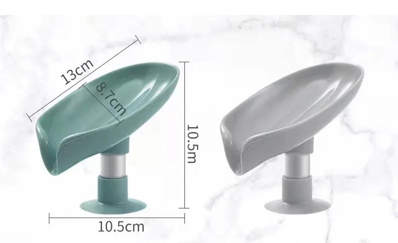 Leaf-Shaped Draining Soap Dish with Suction
