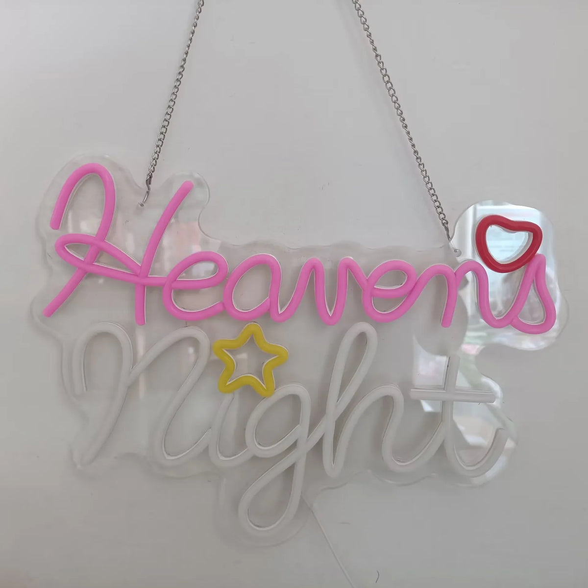 Heaven LED Neon Sign, Script Word Wall Light for Bedroom Decor