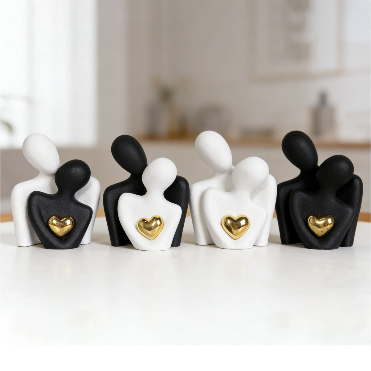 Couple Hugging Heart Sculpture, Modern Resin Love Figurine