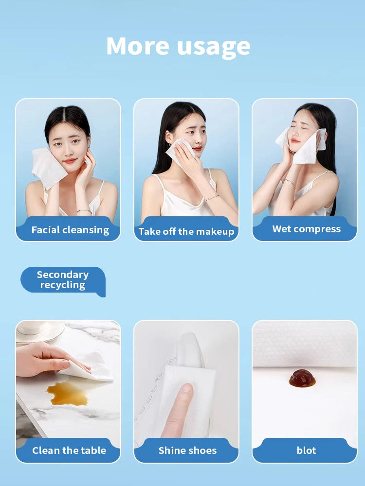 Disposable Cotton Face Towels, 30 to 100 Pack