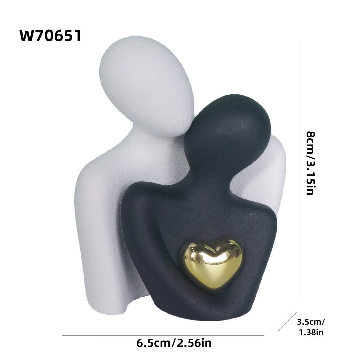 Couple Hugging Heart Sculpture, Modern Resin Love Figurine
