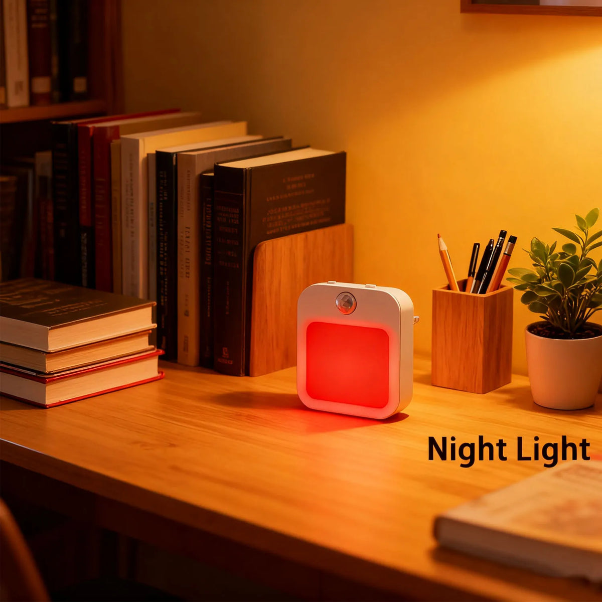 Plug-In Red Night Light with Auto On/Off