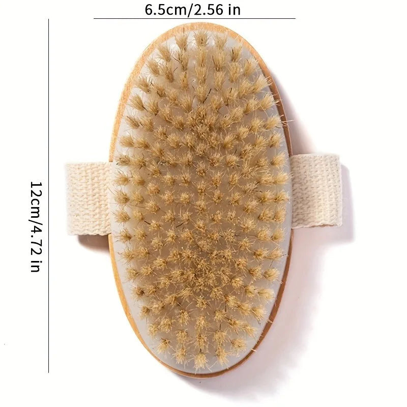 Body Brush, Natural Bristle Wet and Dry Bath and Shower Brush