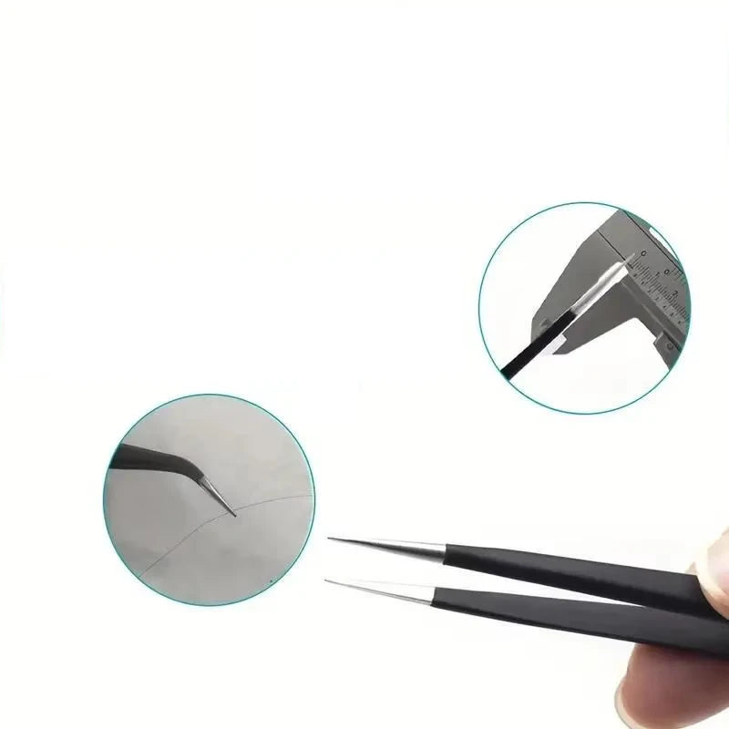 Precision Stainless Steel Tweezers Set, 6 Pieces