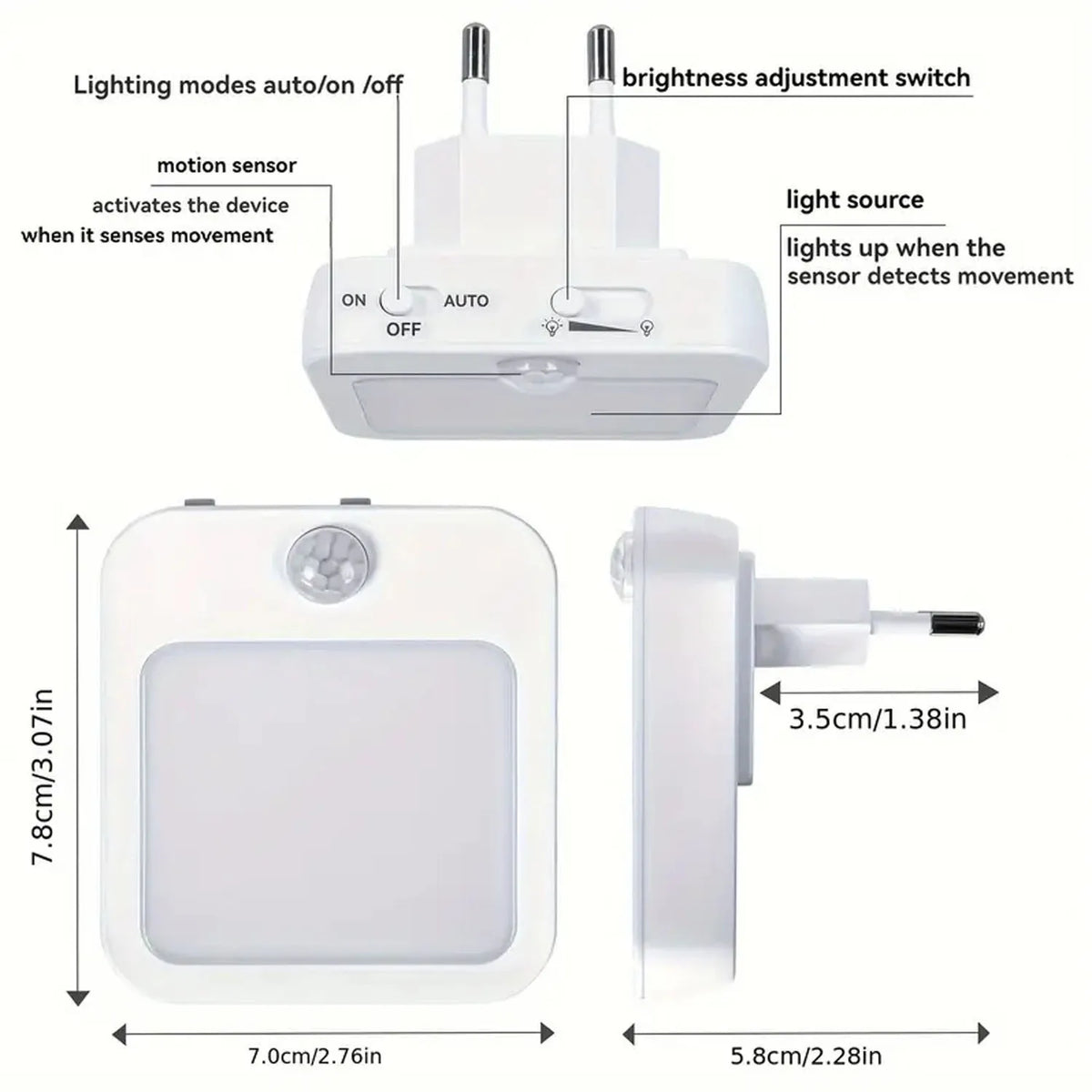 Plug-In Red Night Light with Auto On/Off