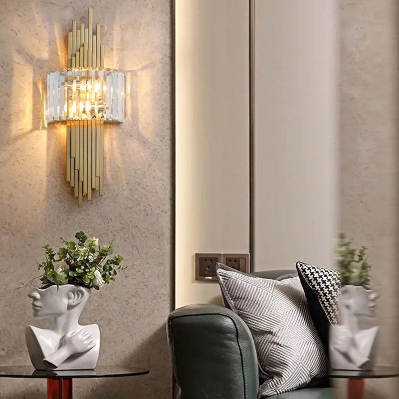 Nordic Crystal Wall Sconce, Up and Down Light for Hallway, E14