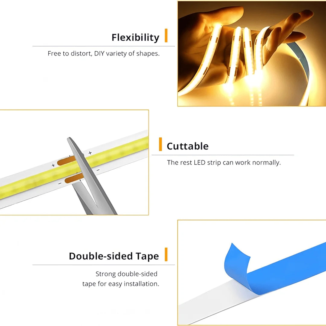 USB COB LED Light Strip with Touch Dimmer