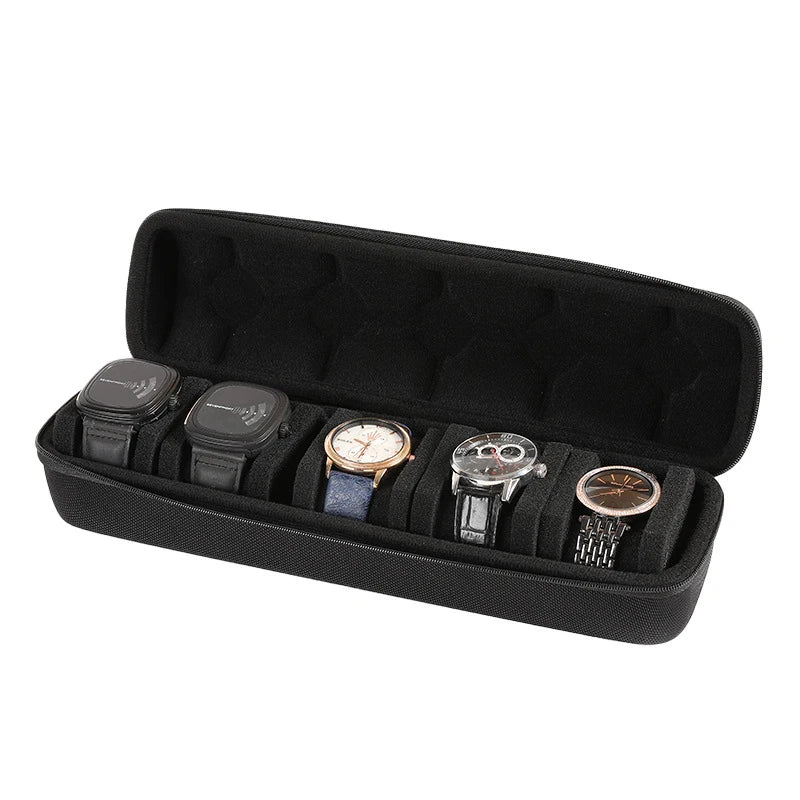 Watch Travel Case, Portable 5 Slot Watch Box Organizer