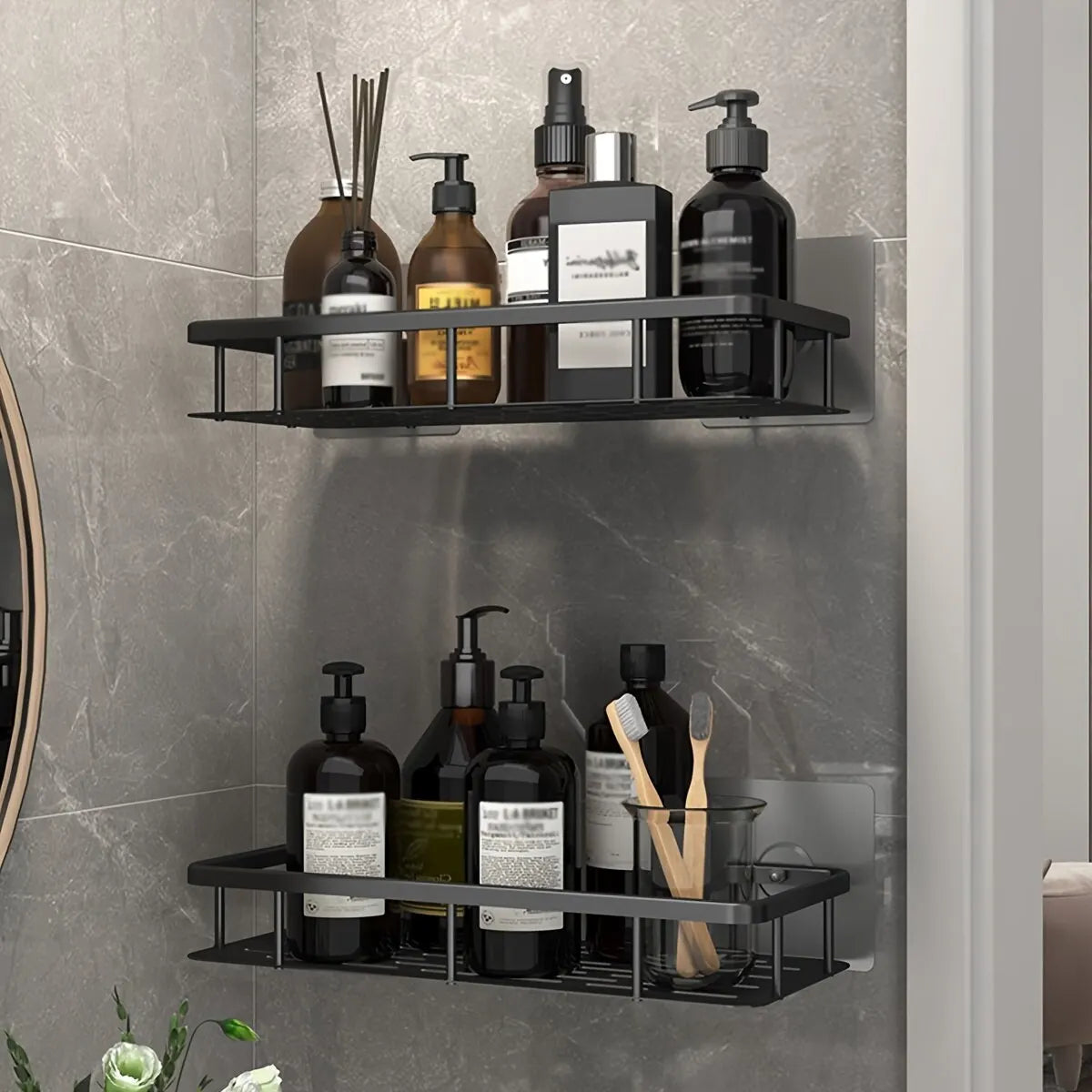 Corner Shower Shelf, No Drill Aluminum Bathroom Caddy