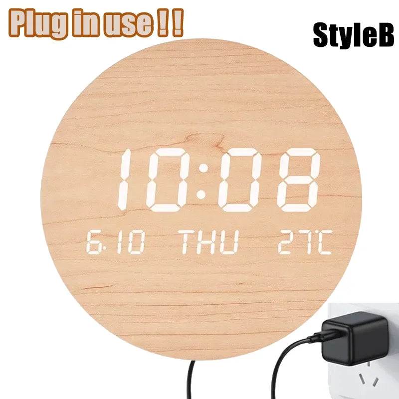 LED Digital Wall Clock with Date and Temperature