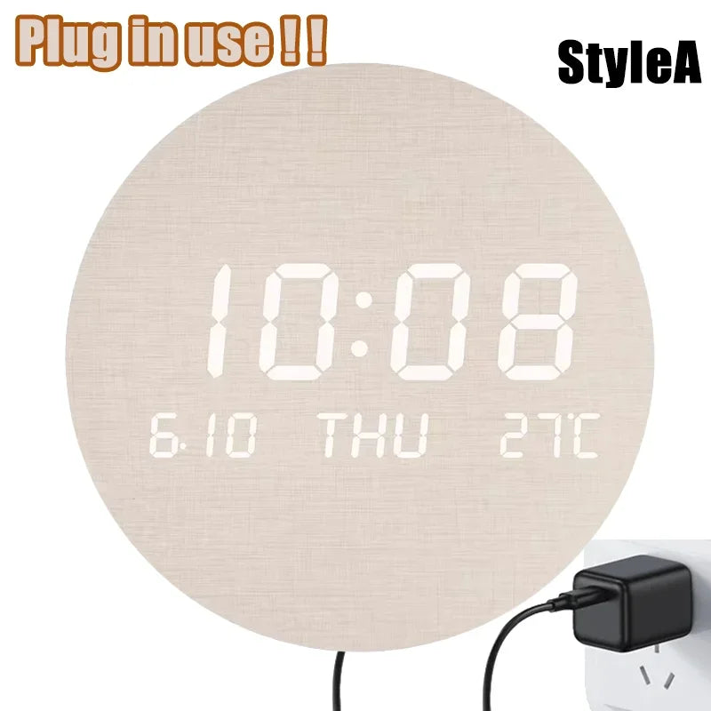 LED Digital Wall Clock with Date and Temperature