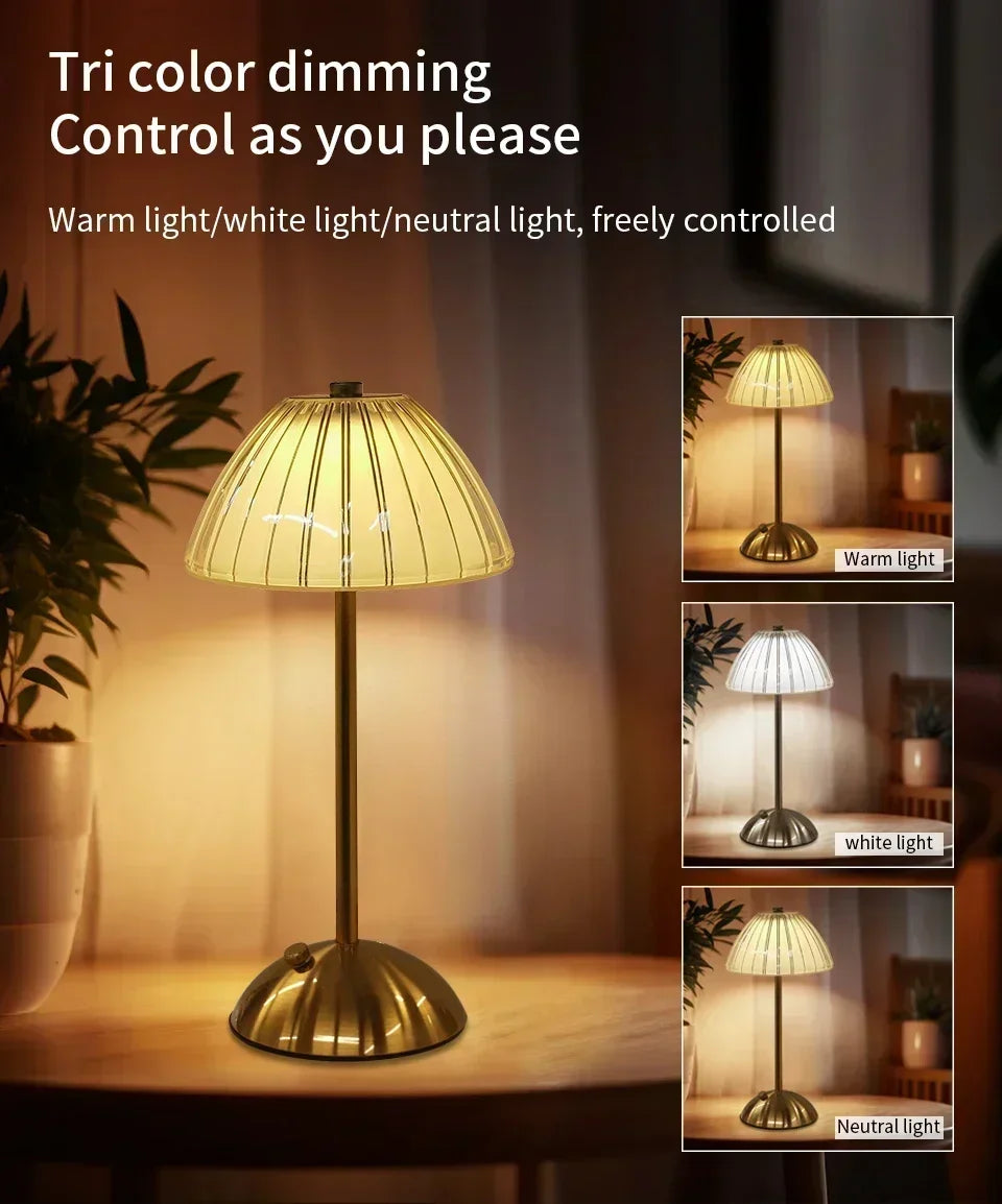 Crystal Touch Table Lamp, USB Rechargeable