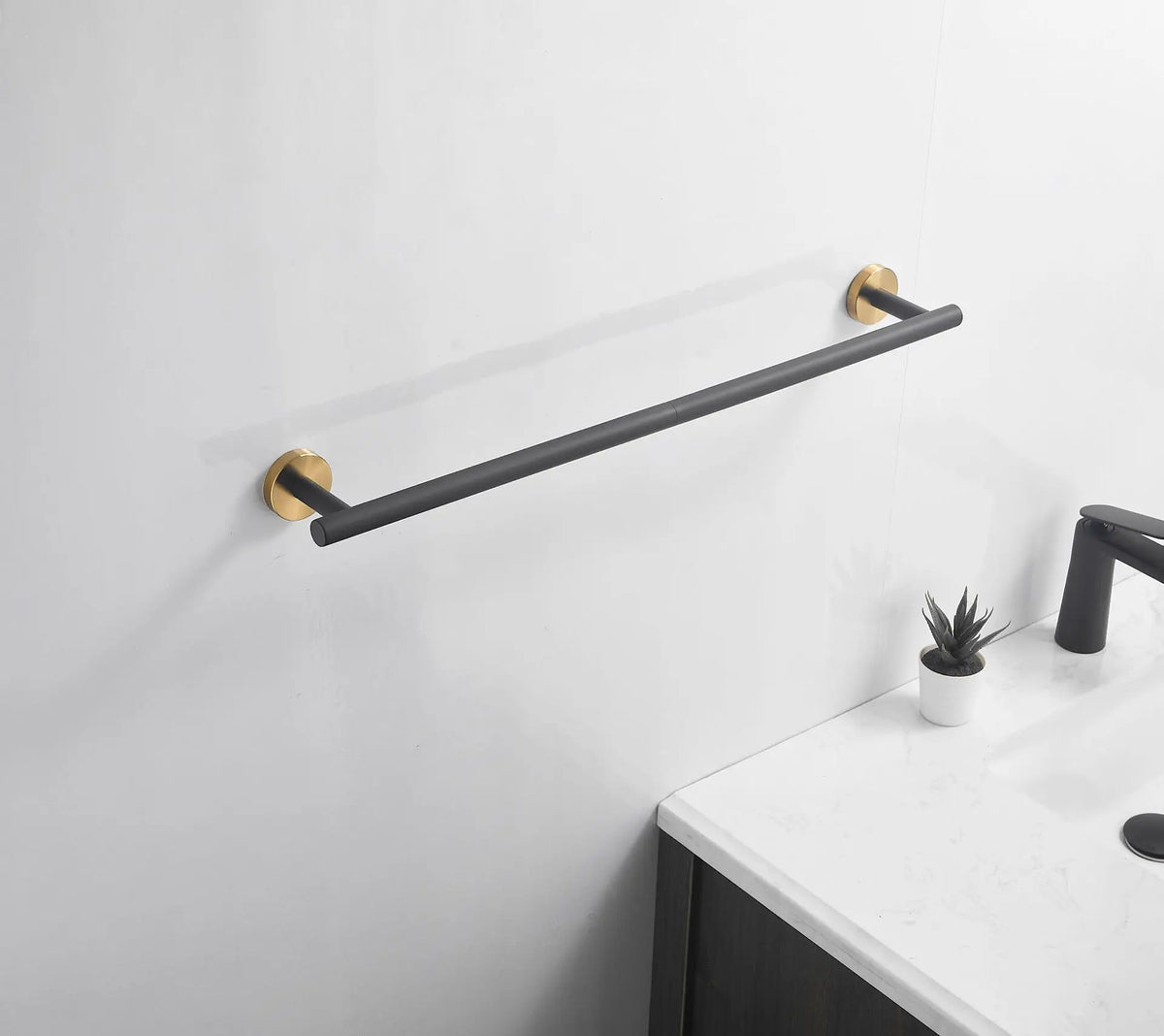 Wall Mounted Towel Bar, Stainless Steel Bathroom Rack, Gold or Black