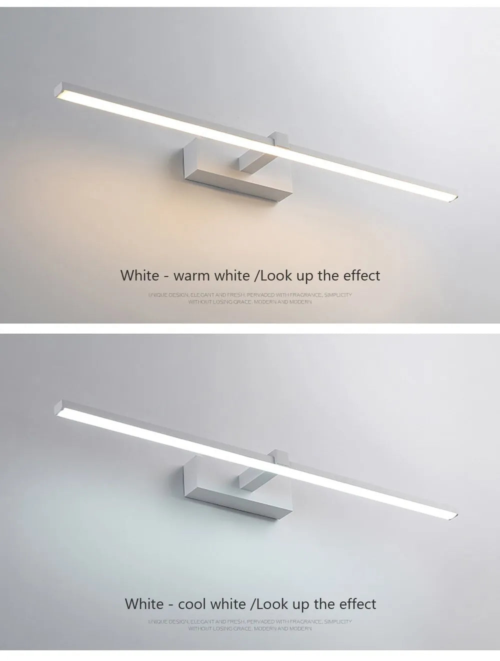 LED Mirror Wall Light, Modern Bathroom Vanity Lamp, 40 or 60 cm