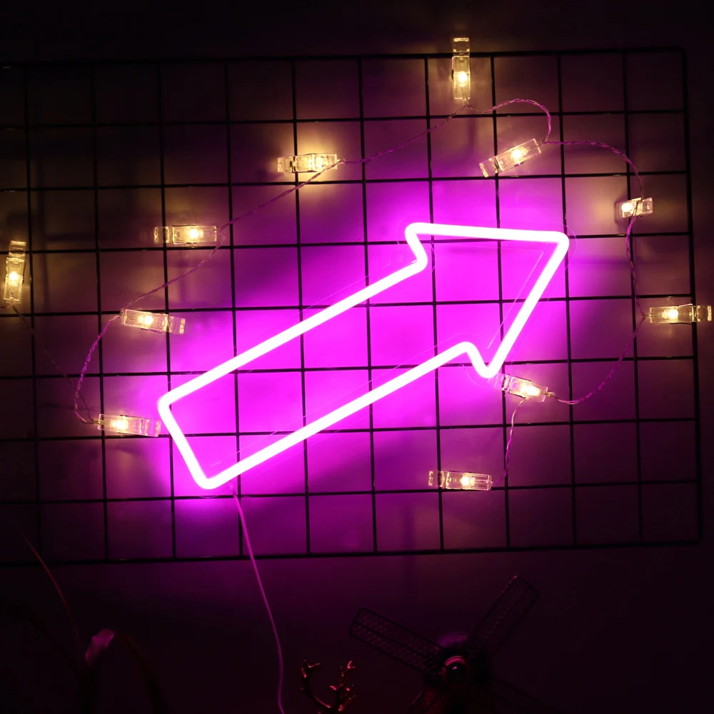 Bow and Arrow LED Neon Sign, 5V USB Wall Light for Bedroom
