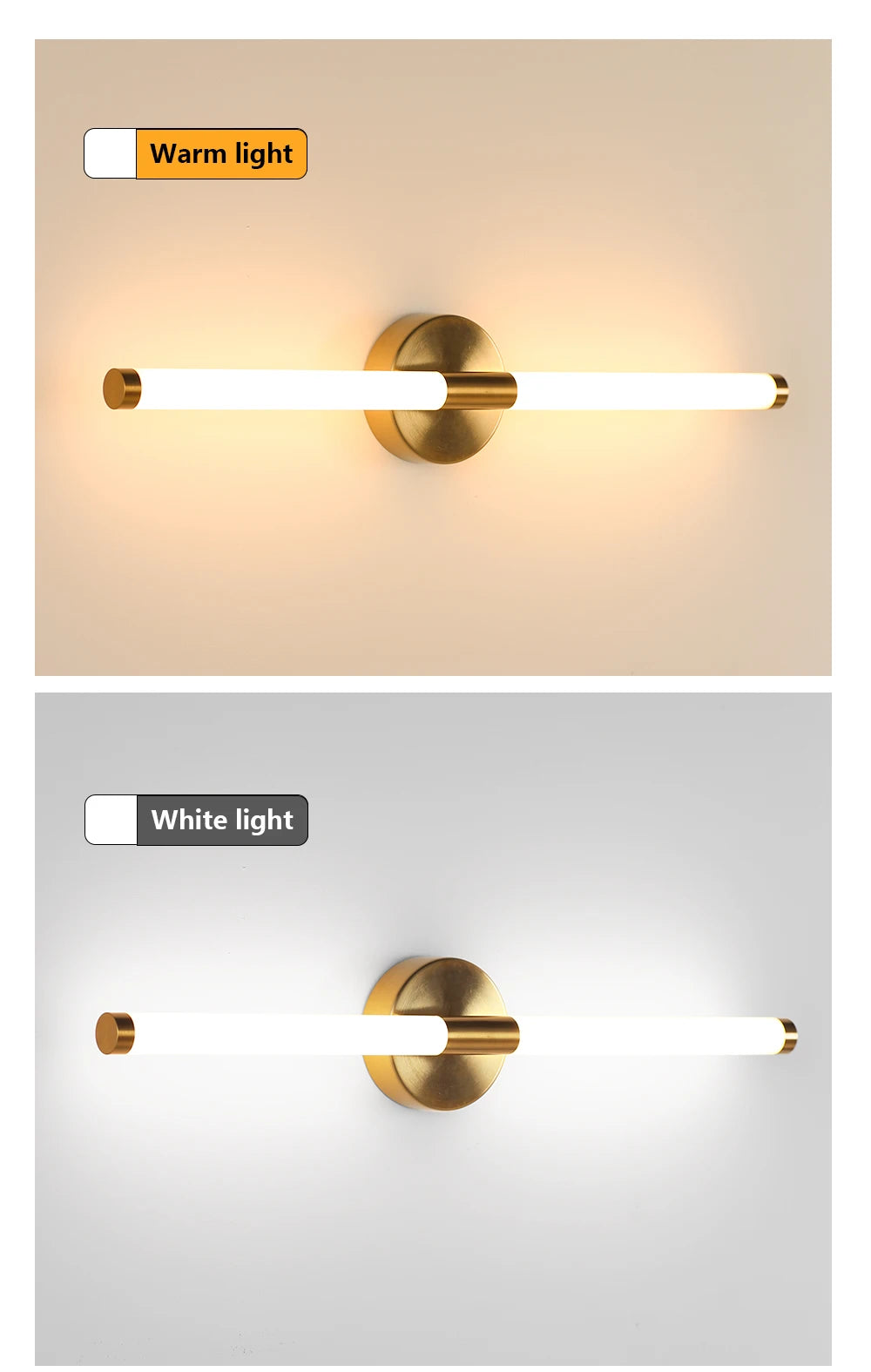 Gold LED Double Shade Wall Sconce, Up and Down Picture Light