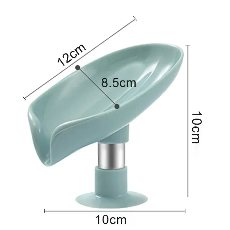 Leaf-Shaped Draining Soap Dish with Suction