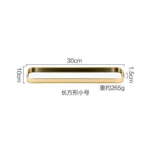 Gold Mirror Tray, Rectangular or Oval Glass Vanity Tray