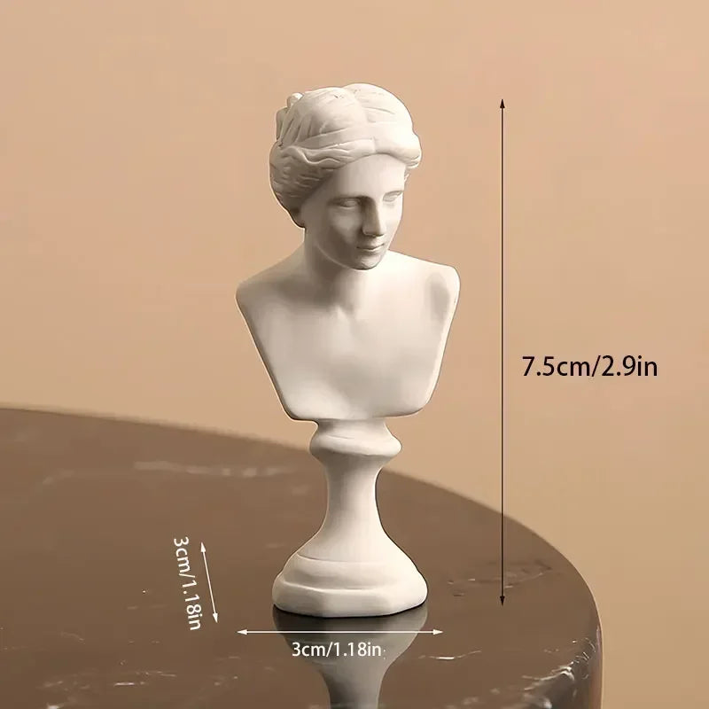 Mini David Bust Statue, White Resin Michelangelo Replica