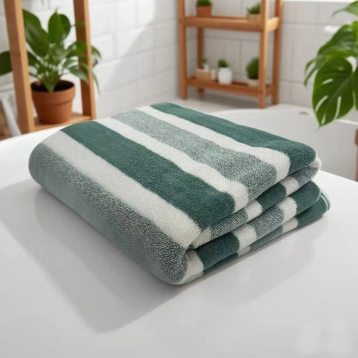 Striped Bath Towel, Quick Dry Lint-Free Towel, 70 x 130 cm