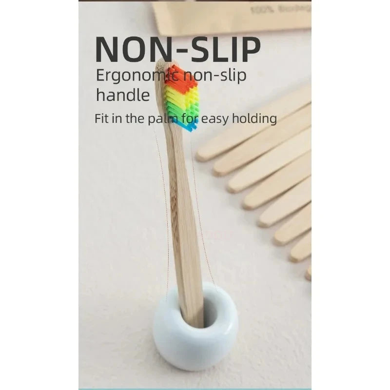 Natural Bamboo Toothbrush Set, 10 Pack