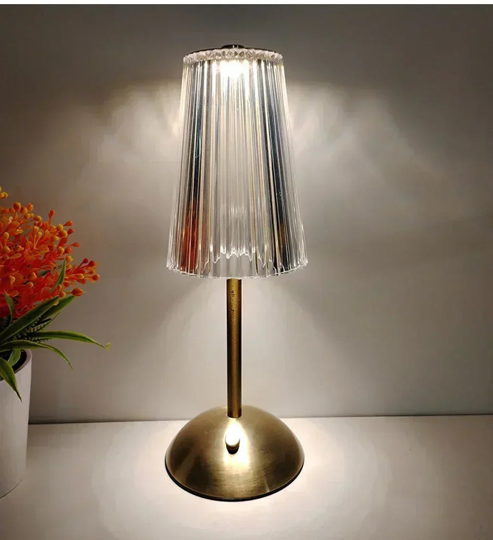 Crystal Touch Table Lamp, USB Rechargeable