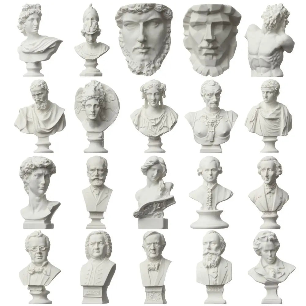Mini Greek Bust Statue, Plaster Style Resin Figurine