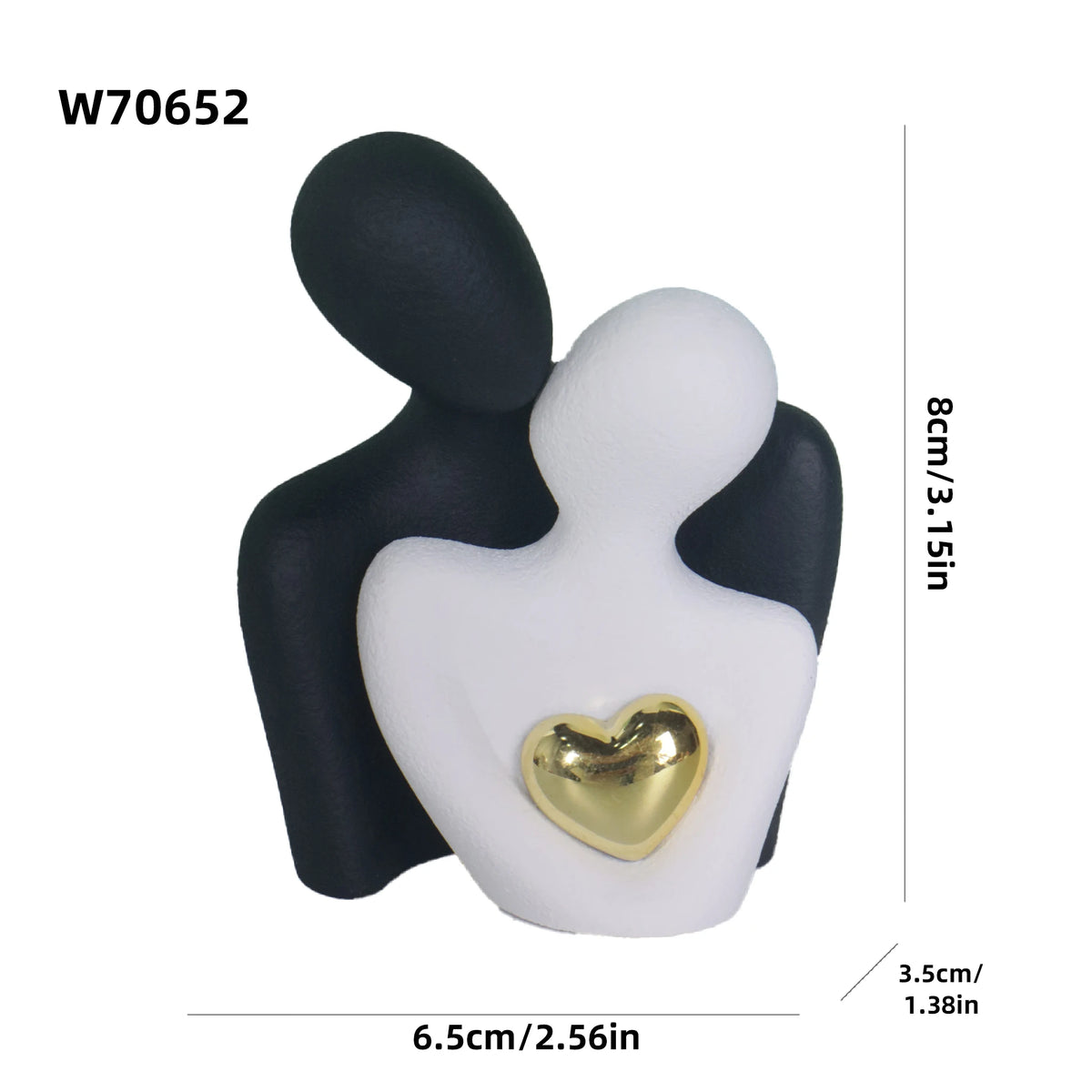 Couple Hugging Heart Sculpture, Modern Resin Love Figurine