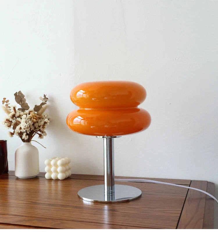 Macaron Glass Table Lamp, Pastel USB Bedside Lamp for Bedroom