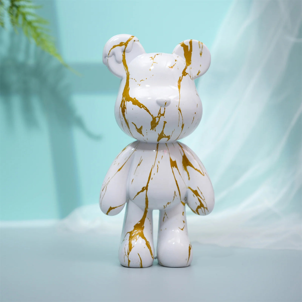 Fluid Bear Statue, Colorful Graffiti Resin Sculpture, 8 Inch