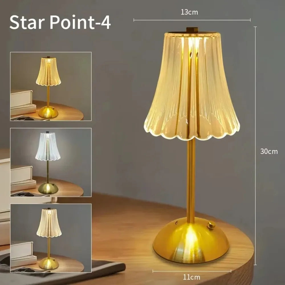 Crystal Touch Table Lamp, USB Rechargeable