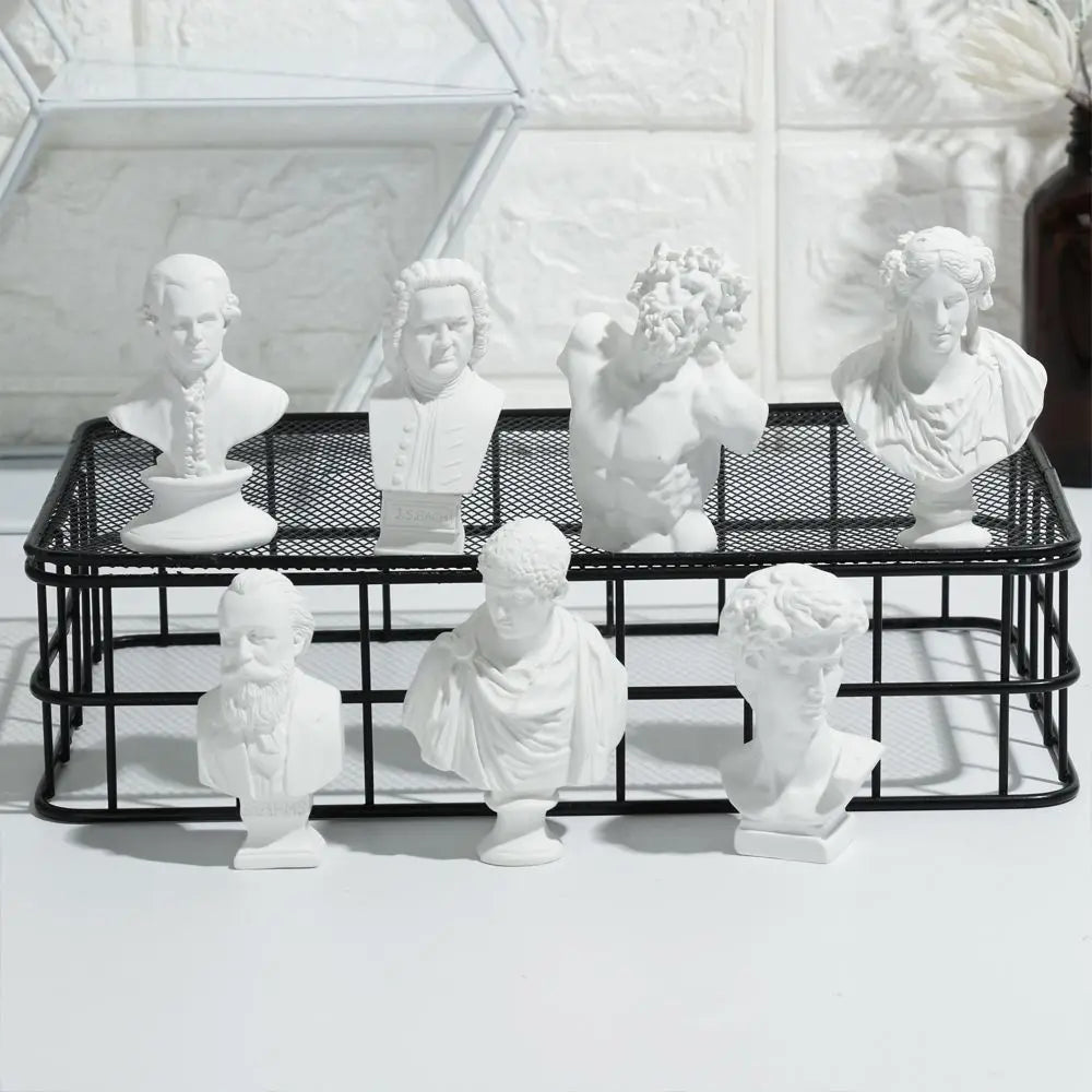 Mini Greek Bust Statue, Plaster Style Resin Figurine