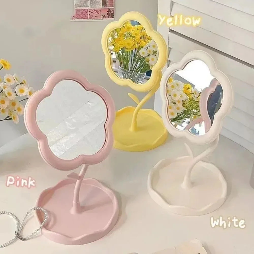 Flower Shaped Vanity Mirror, Cute Freestanding Desktop Makeup Mirror