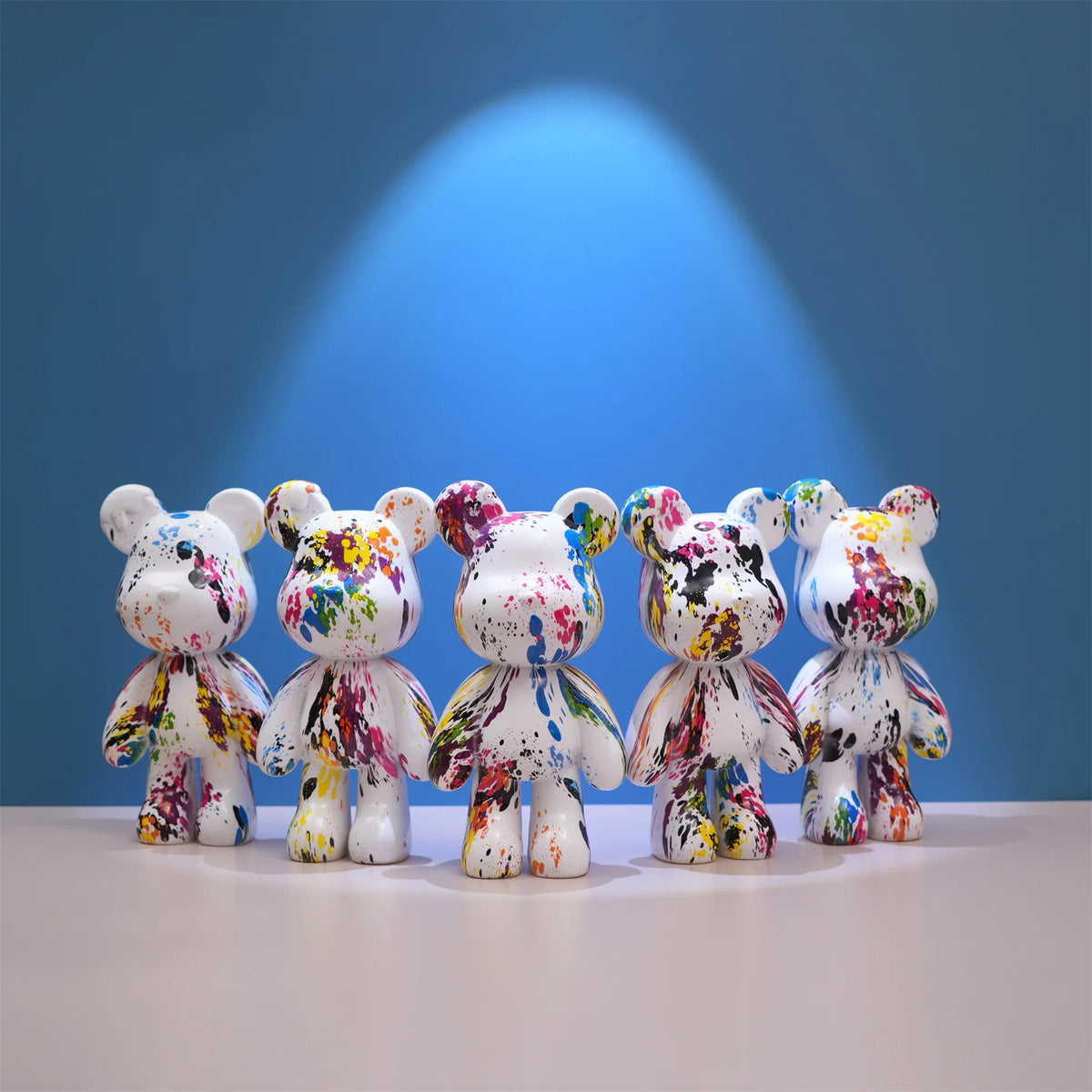 Fluid Bear Statue, Colorful Graffiti Resin Sculpture, 8 Inch