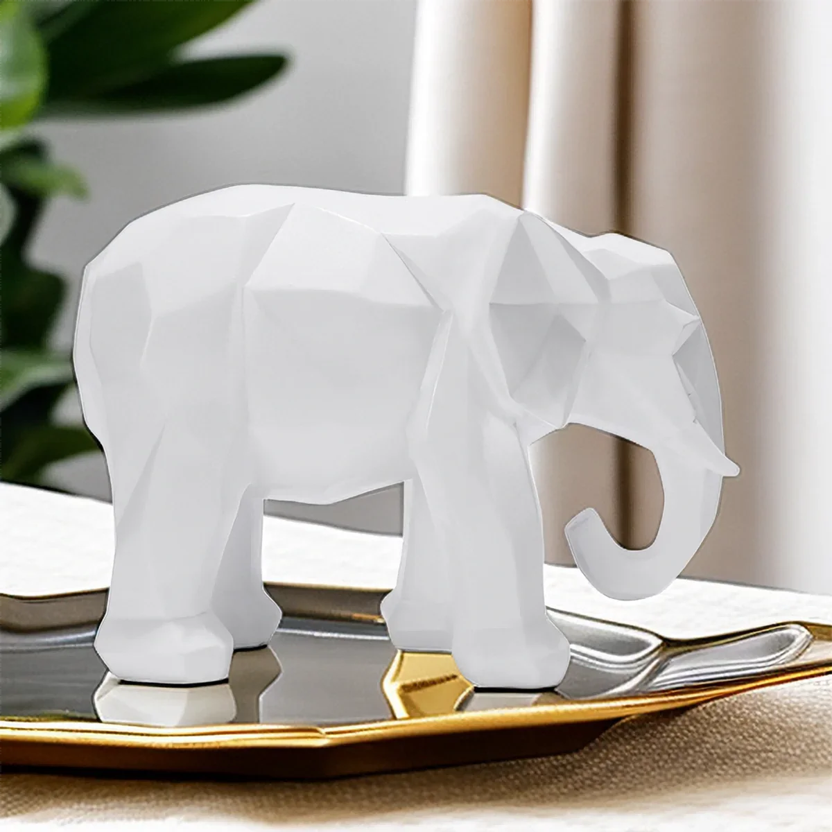 Boho Elephant Resin Statue, Vintage Ethnic Shelf Sculpture
