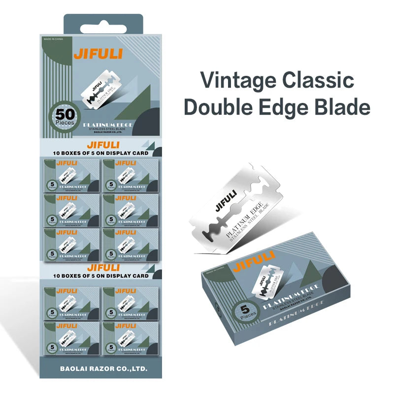 Double-Edge Stainless Steel Safety Razor Blades, 50 Pack