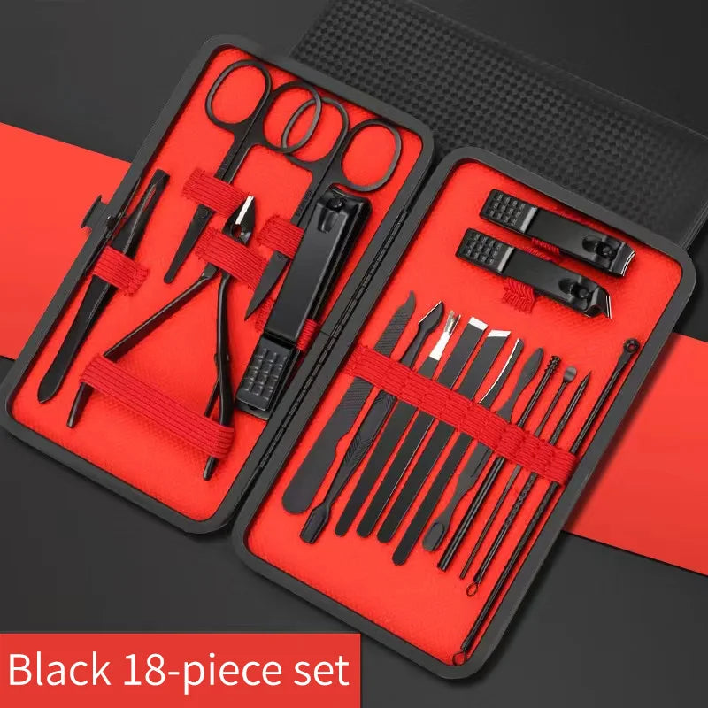 Black and Red Manicure and Pedicure Set