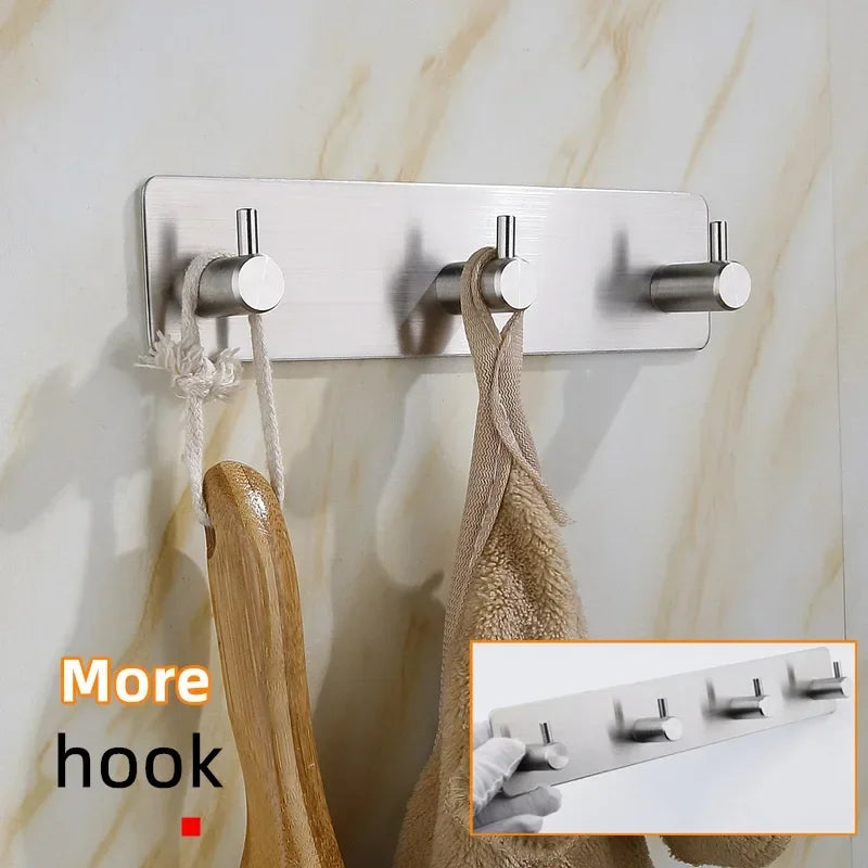Adhesive Wall Hook, 304 Stainless Steel No Drill Towel Hook