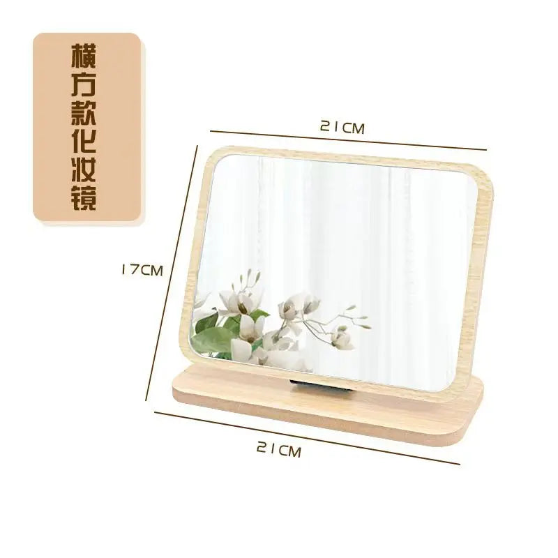 Rotating Wooden Makeup Mirror, Rectangle
