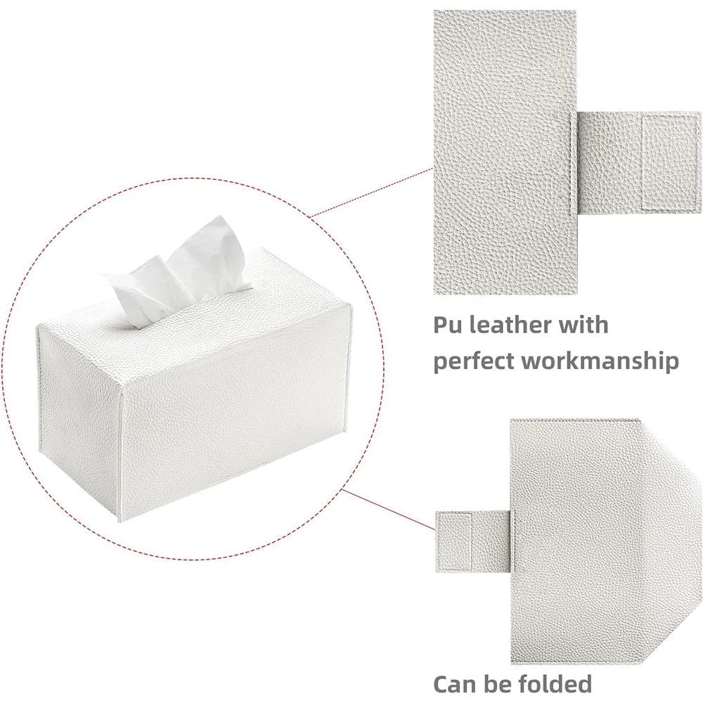 Tissue Box Cover, PU Leather Rectangular Tissue Holder