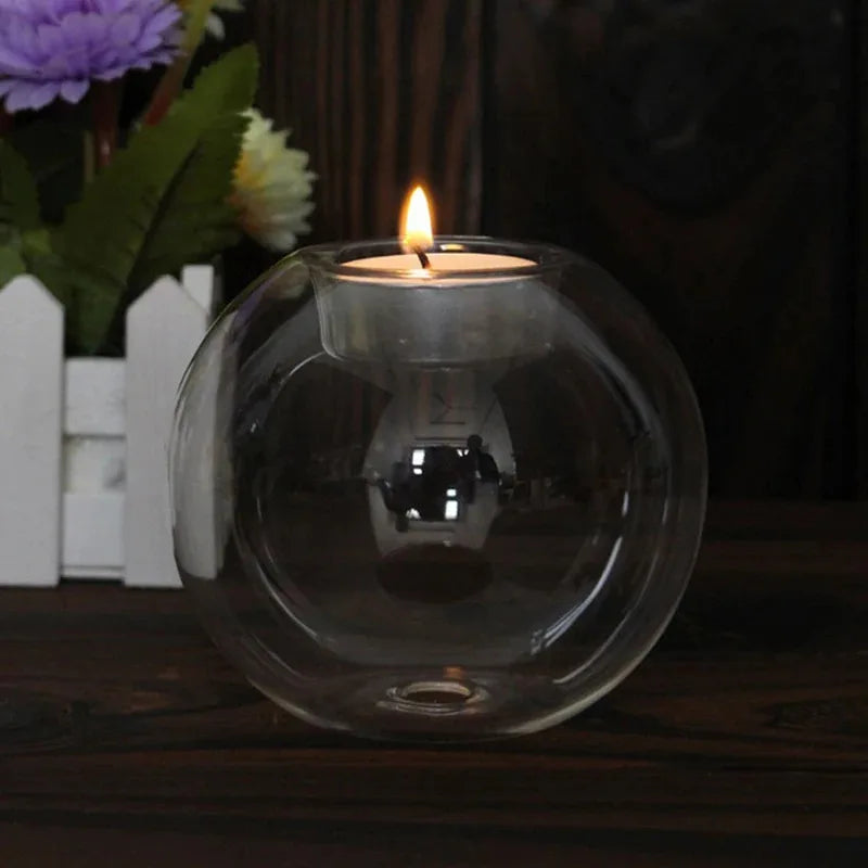 Round Clear Glass Tealight Candle Holder