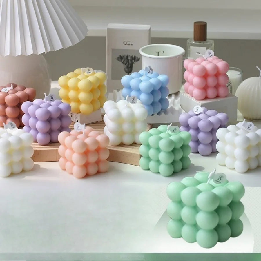Bubble Cube Candle, Handmade Soy Wax Scented Decor Candle