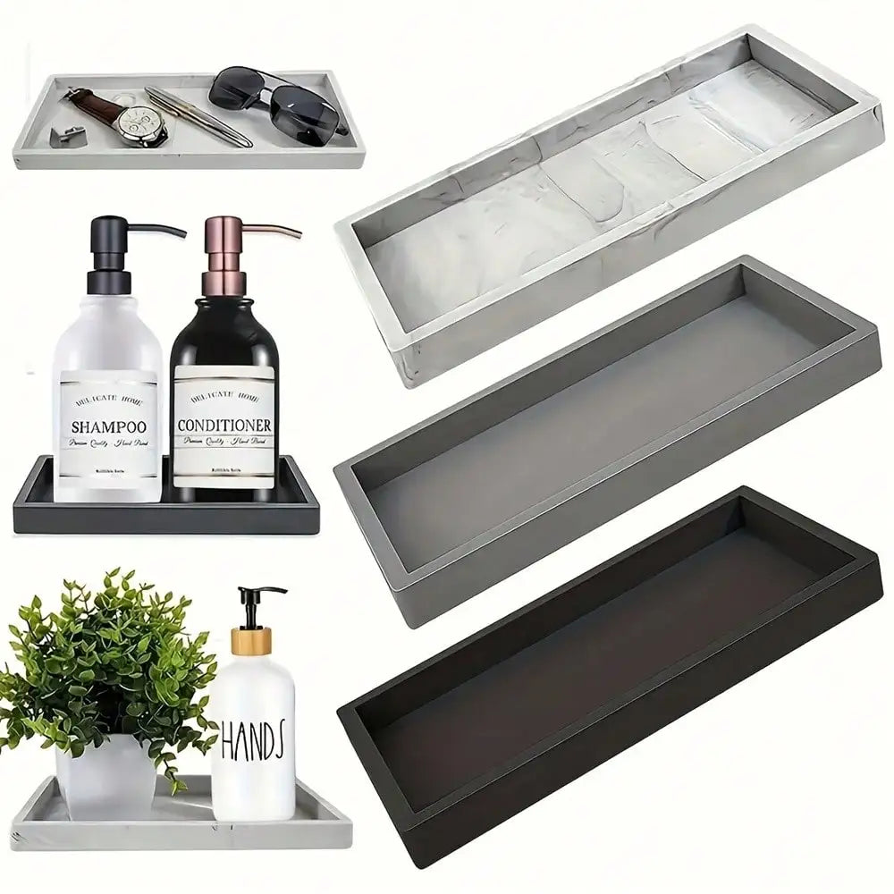 Silicone Vanity Tray, Soft Bathroom and Dresser Organizer Tray