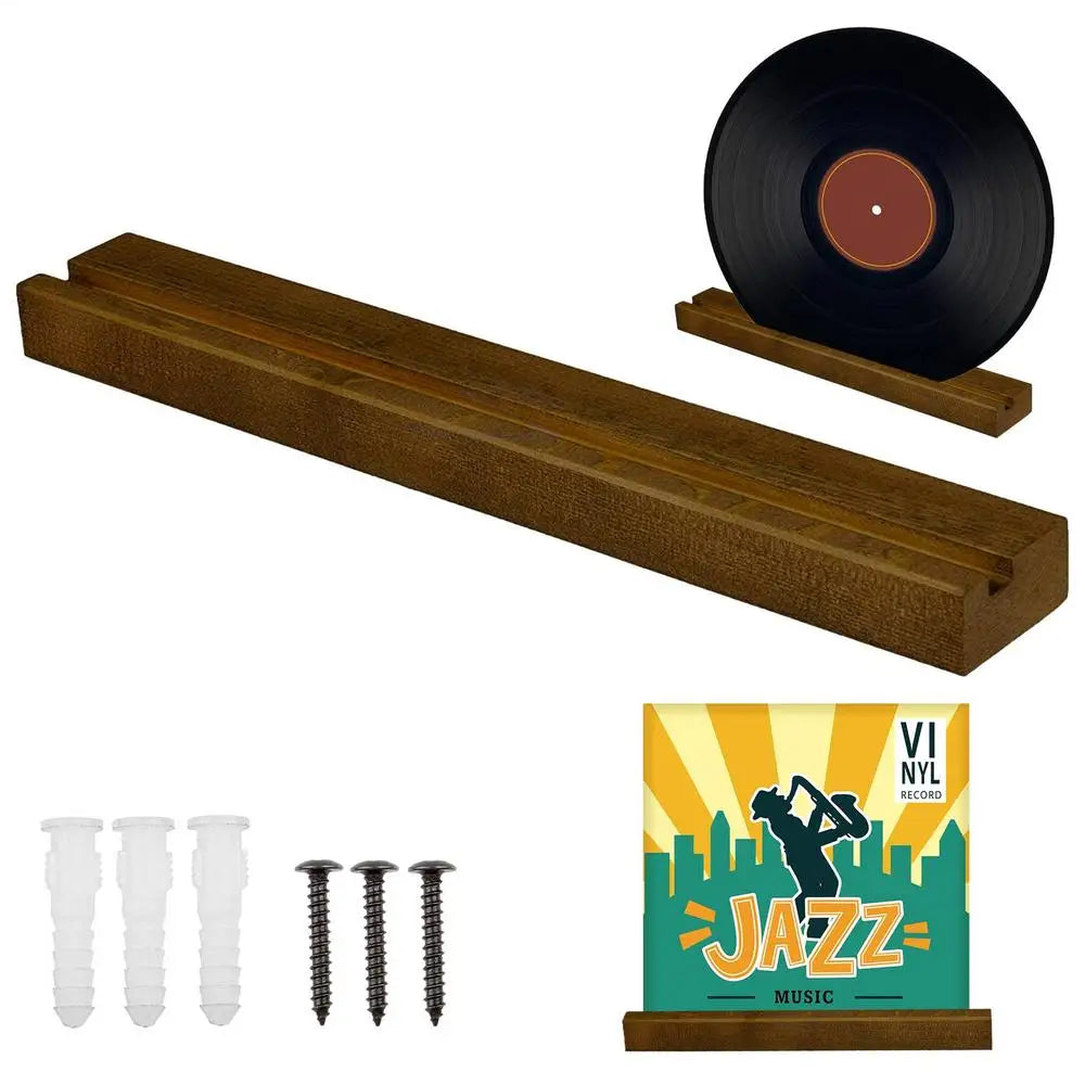 Vinyl Record Wall Holder, Solid Wood Now Playing Display Shelf