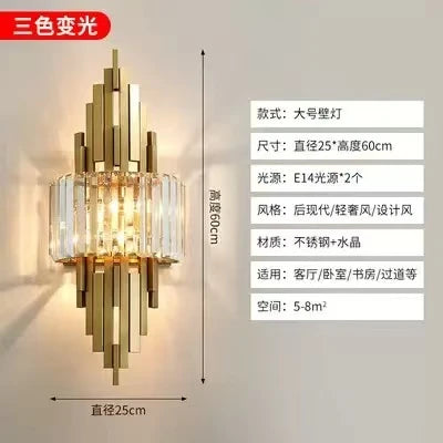 Nordic Crystal Wall Sconce, Up and Down Light for Hallway, E14