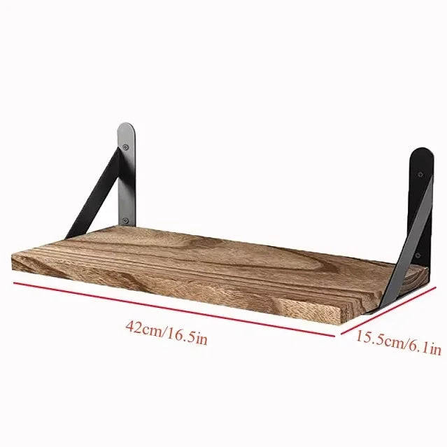 Wooden Floating Wall Shelf with Metal Frame