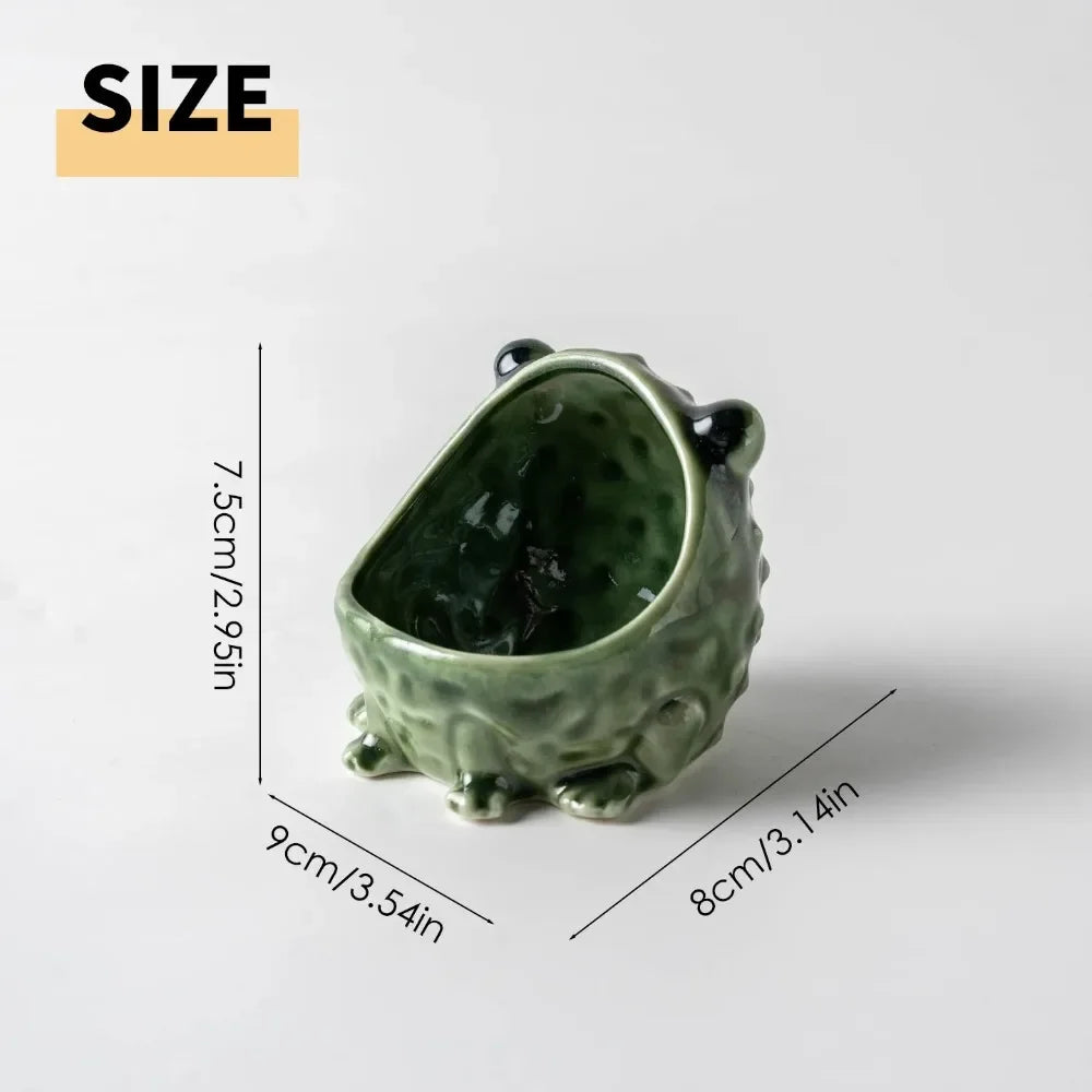 Ceramic Frog Trinket Bowl, Glossy Catchall Dish for Entryway