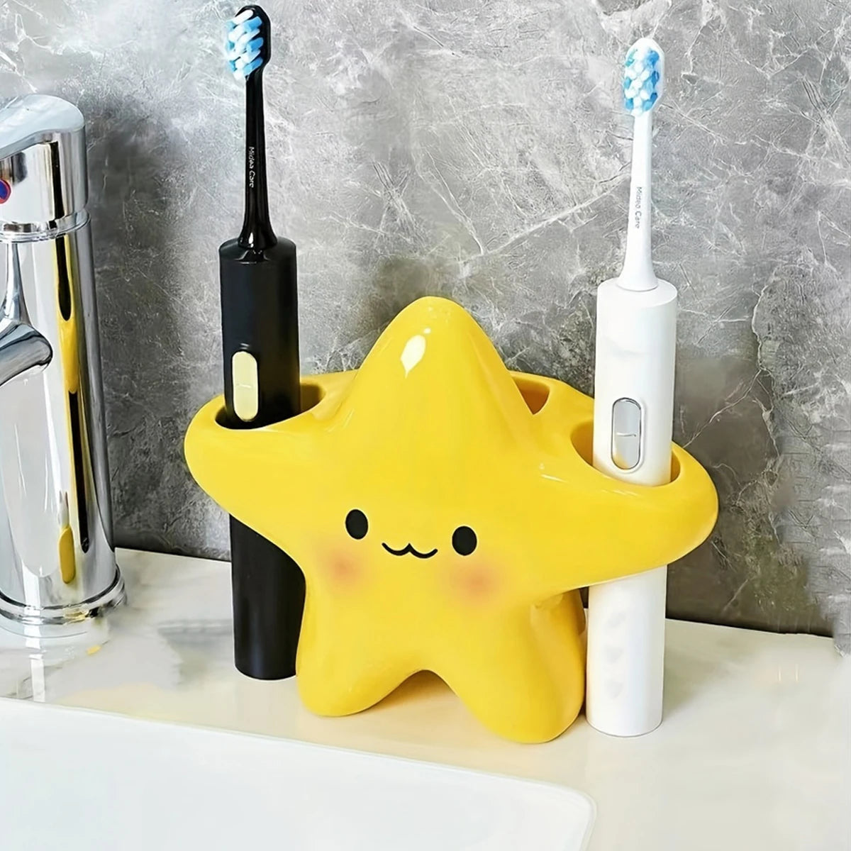 Star Toothbrush Holder, Cute Freestanding Bathroom Organizer
